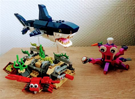 Lego Moc Deep Sea Creatures Swimming Shark Stand By Jkbrickworks