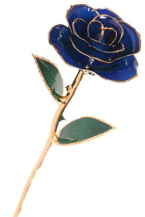 Durarose Authentic Rose With Long Stem Dipped In 24k Gold With Stand