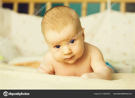 Boy Baby Laying On Tummy Stock Photo By © 210823442