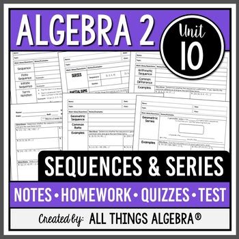 Functions, factoring polynomials work answer key , homework 7 4. Sequences and Series (Algebra 2 - Unit 10) by All Things Algebra