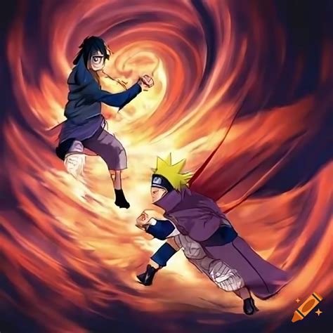 Naruto And Sasuke In A Fierce Battle On Craiyon