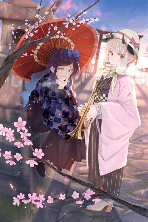 Anime Anime Girls Original Characters New Year Plum Tree Blossoms
