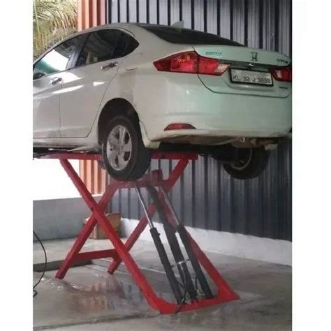 4 post mild steel hydraulic scissor car washing lift 2 4 tons at rs 80000 in lucknow