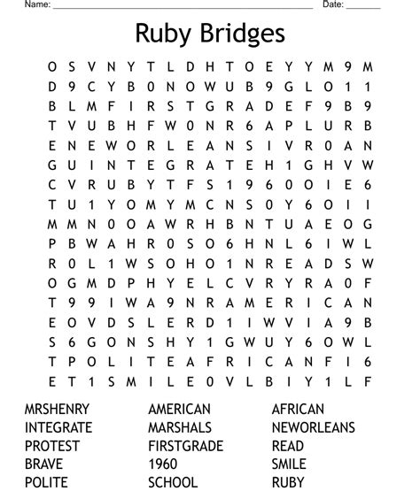 Ruby Bridges Word Search Wordmint
