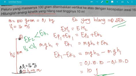 Menghitung Energi Kinetik Yang Hilang Pada Gerak Vertikal Keatas