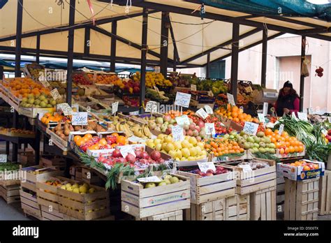 Fruit And Vegetables For Sale On A Market Stall Stock Photo Alamy