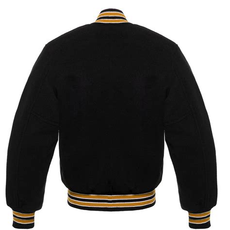 Letterman Varsity Jacket All Wool Blackgoldwhite Skaf Impex