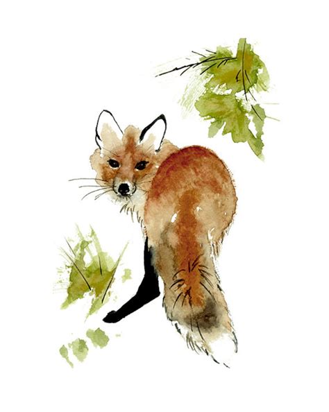 Red Fox Print From Original Watercolor Painting Red Fox Etsy