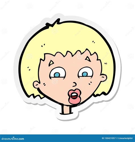 Sticker Of A Cartoon Shocked Expression Stock Vector Illustration Of