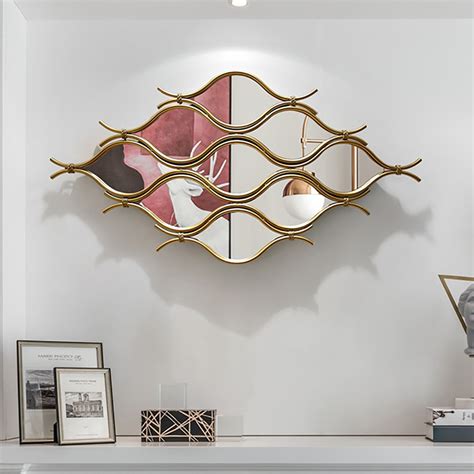 Modern Irregular Geometric Gold Metal Abstract Wall Mirror Homary