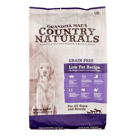 Less than 20% total fat is the recommendation for a low fat diet while 10% to 12. Grandma Mae's Country Naturals Grain-Free Low Fat Recipe Dry Dog Food, 14 Lb - Walmart.com ...