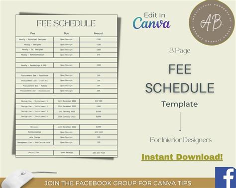 Fee Schedule Template For Interior Designers Fee Calculator Payment