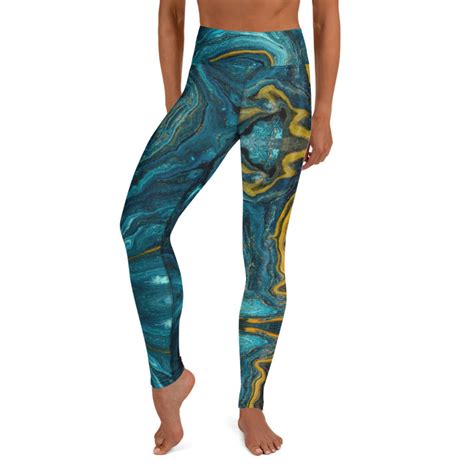 Dark Green Marble Yoga Pantsleggings Etsy