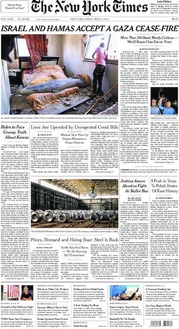 The New York Times In Print For Friday May 21 2021 The New York Times