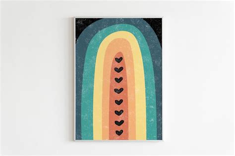 Abstract Boho Rainbow Wall Print Rainbow Art Mid Century Art