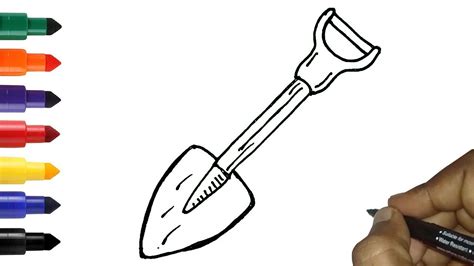 How To Draw Shovel Easy Gardening Tools Drawing For Kids Toddlers