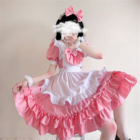 On Sale Pink Maid Dress Size Womens Asian Xl Handmade