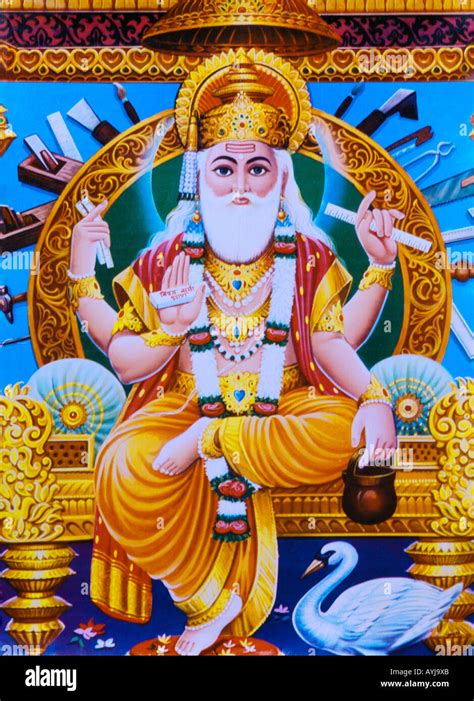 The Creator Indian God Brahma Stock Photo Alamy