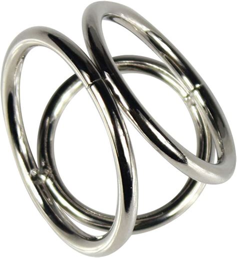 Men Metal Penis Delay Cock Ring Chastity Triple Stainless