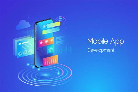 Mobile Applications Development Concept Isometric Smartphone With