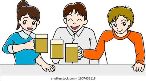 Two Men Drinking Beer Illustration Stock Vector Royalty Free