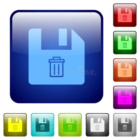 Delete File Color Square Buttons Stock Vector Illustration Of Buttons