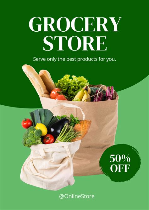 Grocery Store Ad With Packages With Fresh Food Online Poster A2 Template Vistacreate