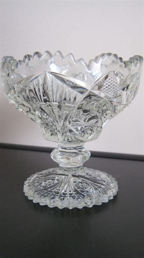 Eapg Imperial Glass Crystal Nucut Footed Compote Aka Etsy