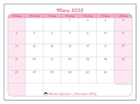 Kalender Mars 2023 För Att Skriva Ut “47sl” Michel Zbinden Fi
