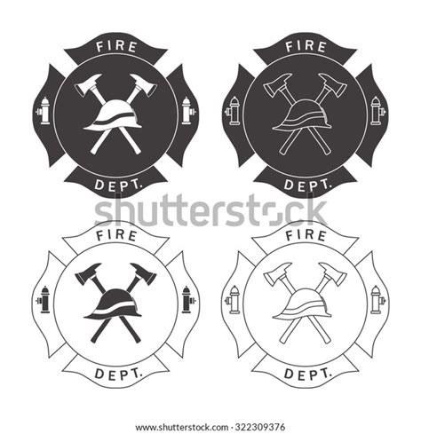 Set Fire Department Emblems Badges Vintage Stock Illustration 322309376