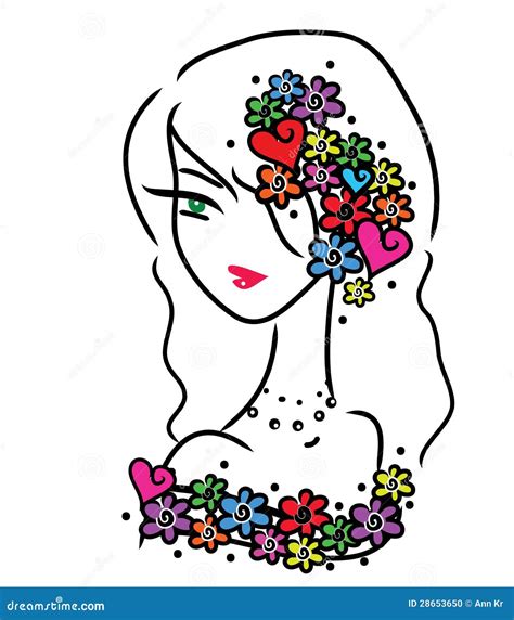 Cute Doodle Girl Stock Vector Illustration Of Cool Design 28653650