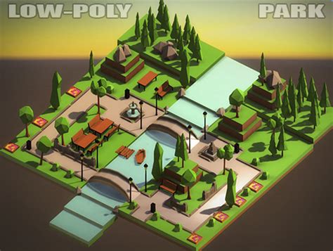 Low Poly Park 3d 도시 Unity Asset Store