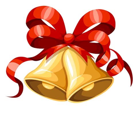Premium Vector Golden Christmas Bell With Red Ribbon And Bow Xmas