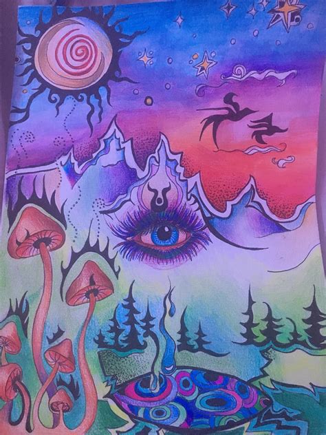 Hand Drawn Trippy Art By Me Used Water Color Pencils Rtrippy