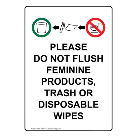 Vertical Sign Restroom Etiquette Please Do Not Flush Feminine