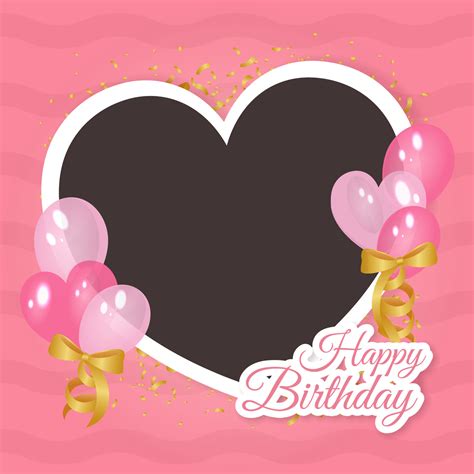 Happy Birthday With Heart Frame Suitable For Birthday Celebration