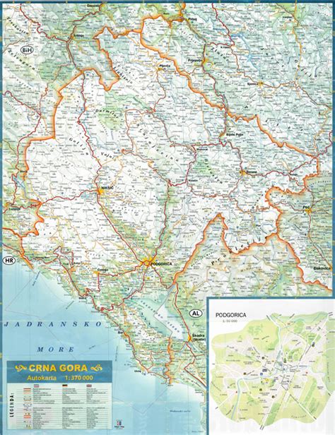 Large Detailed Roads Map Of Montenegro With All Cities And Villages