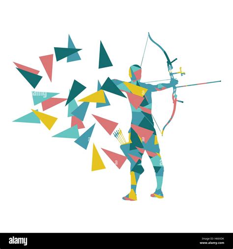 Archery Man Archer Training With Bow Vector Background Concept Made