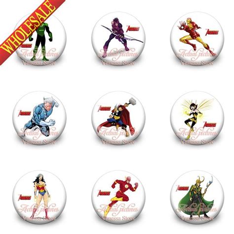 90pcslot Avengers Super Man Super Hero Buttons Pins Badge Brooches