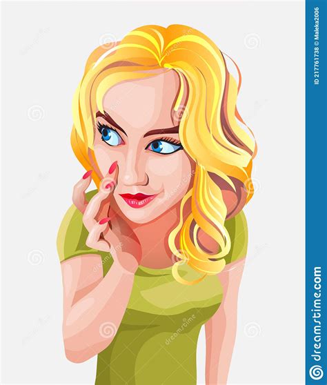 Vector Beauty European Blondie Woman Emotional Expression Cute And