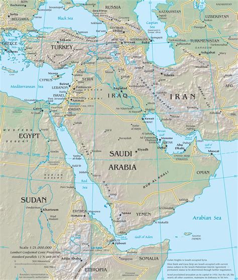 Middle East Physical Map Middle East • Mappery