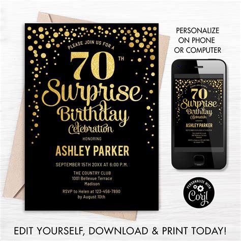 Digital Birthday Invitation Instant Editable Invitation Editable