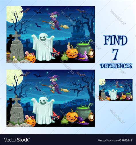 Find Difference Halloween Cartoon Game Spot Puzzle