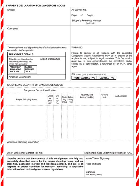 dangerous goods declaration form template fill online printable fillable blank pdffiller