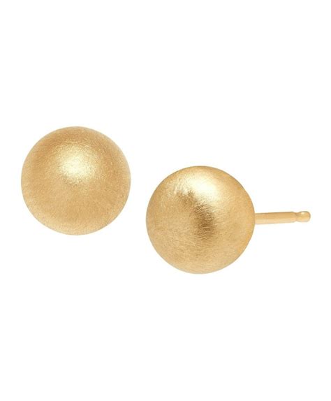 6 Mm Satin Ball Stud Earrings In 14K Gold CU183NCCHL9