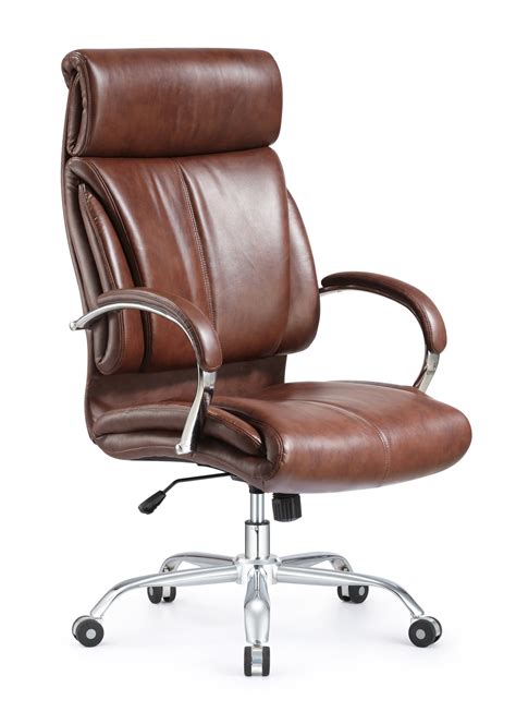 Ergonomic Style And Vintage High Back Leather Office Chair Brown