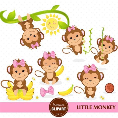 Monkey Clipart Monkey Girl Clipart Monkey Baby Shower Etsy Monkey