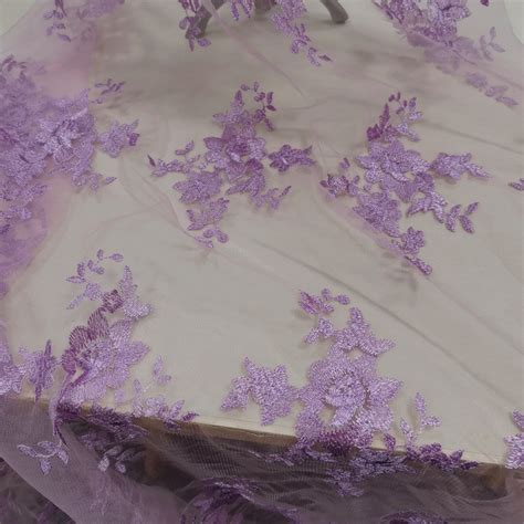 Charming Purple Lace Fabric Violet Floral Embroidery Lace Etsy