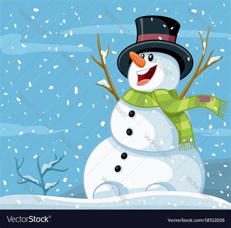 As a child, most people recall when they had so much fun building a snow man. Happy snowman winter cartoon Royalty Free Vector Image