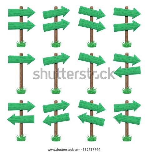 Vector Set Wooden Arrow Signs On Stock Vector Royalty Free 582787744